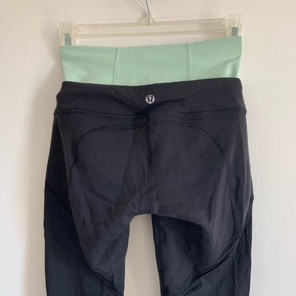 Lululemon Athletica Foldable Waistband Black/Mint Green Invert Crop size XS/S - Picture 5 of 7